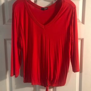Red 3/4 length sleeve too with tie front detail